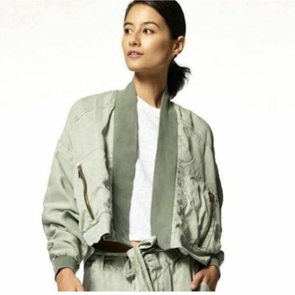 Young Fabulous & Broke Fara Convertible Cropped Utility Jacket Green Size Small